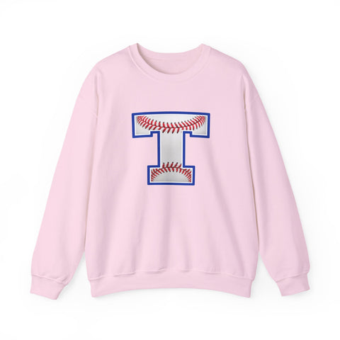 Tuslaw Mustangs Baseball Monogram Crewneck Sweatshirt in Light Pink