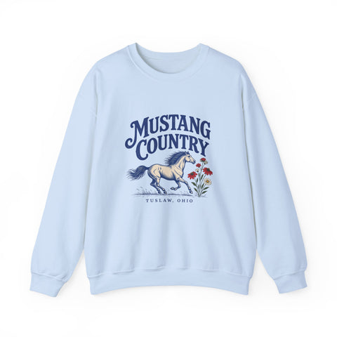 Tuslaw Mustangs Mustang Country Crewneck Sweatshirt in Light Blue
