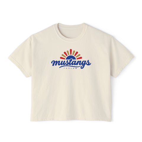 Tuslaw Mustangs Boho Sunrise Boxy T-Shirt in Ivory
