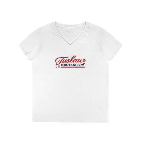 Tuslaw Mustangs Ladies — Cowgirl Script V-Neck T-Shirt