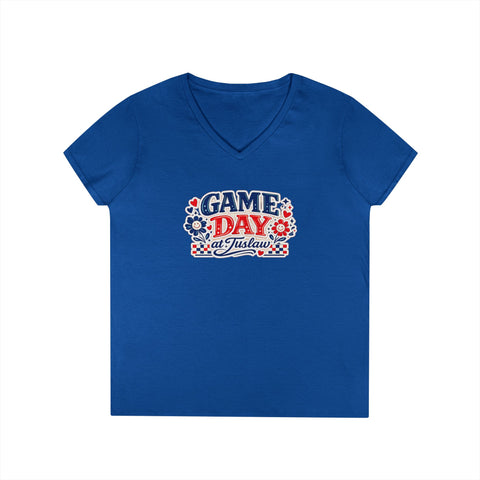 Tuslaw Mustangs Ladies — Game Day at Tuslaw V-Neck T-Shirt