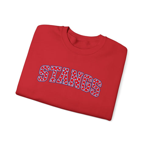 Tuslaw Mustangs — Red Polka Dot STANGS Crewneck