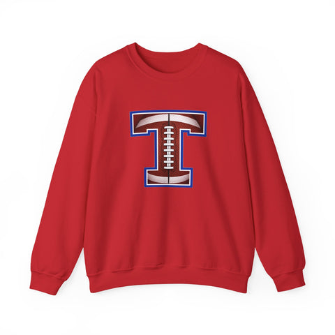 Tuslaw Mustangs Football Monogram Crewneck Sweatshirt in Red
