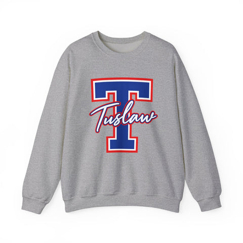 Tuslaw Mustangs — Classic Script Monogram Crewneck Sweatshirt in Sport Grey