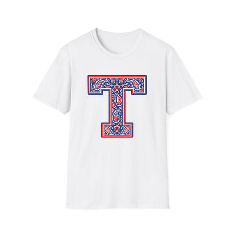 Tuslaw Mustangs Paisley Monogram T-Shirt in White