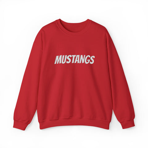 Tuslaw Mustangs — Bold Mustangs Puff Print Crewneck Sweatshirt in Red