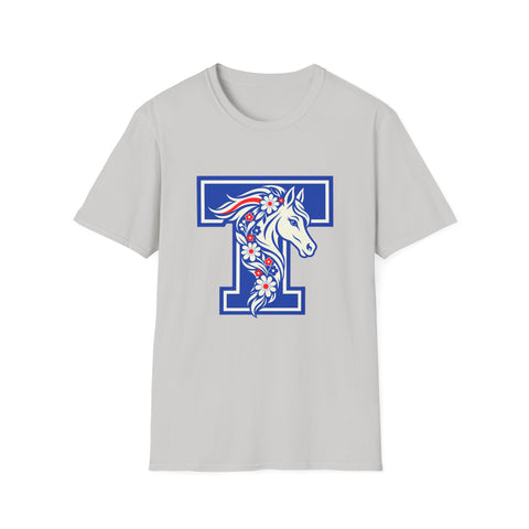 Tuslaw Mustangs — Floral Mane Monogram T-Shirt in Ice Grey