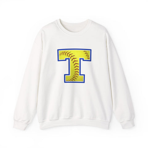 Tuslaw Mustangs Softball Monogram Crewneck Sweatshirt in White