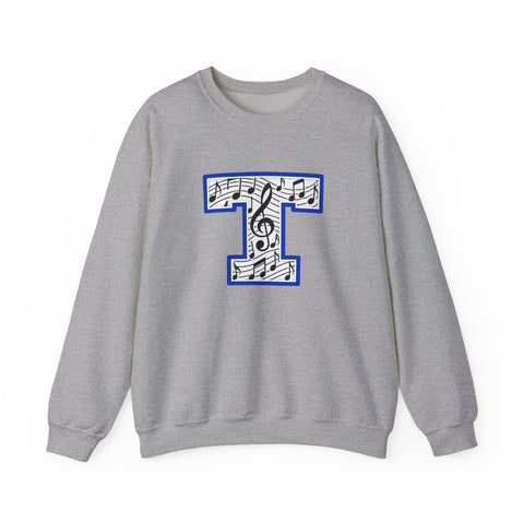 Tuslaw Mustangs Music Monogram Crewneck Sweatshirt in Sport Grey