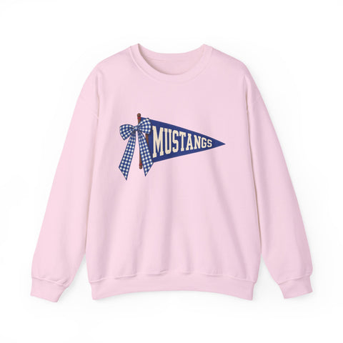 Tuslaw Mustangs Bow and Pennant Crewneck Sweatshirt in Light Pink