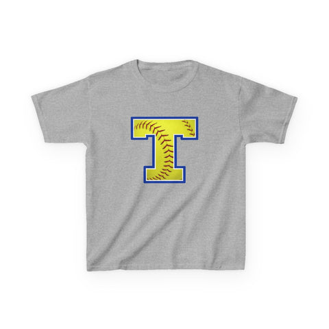 Tuslaw Mustangs Softball Monogram Kids T-Shirt in Sport Grey