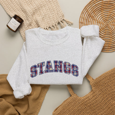 Tuslaw Mustangs STANGS Plaid Arch Crewneck Sweatshirt