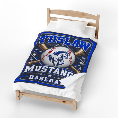 Tuslaw Mustangs Baseball Velveteen Plush Blanket