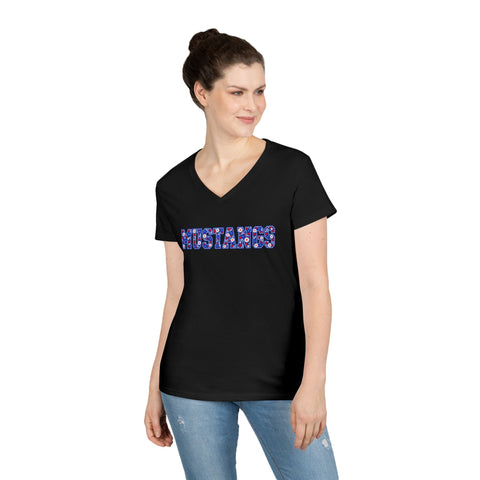 Tuslaw Mustangs Ladies - Floral Mustangs V-Neck T-Shirt