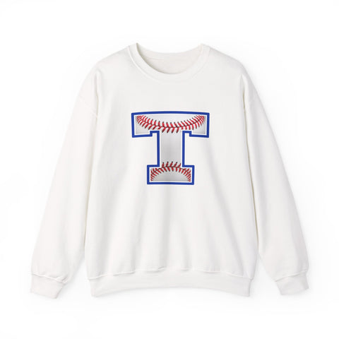 Tuslaw Mustangs Baseball Monogram Crewneck Sweatshirt in White