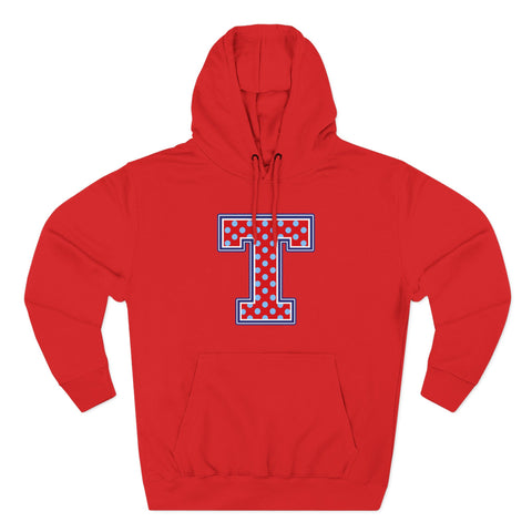 Tuslaw Mustangs — Red Polka Dot Monogram Hoodie (No Bow) in Red