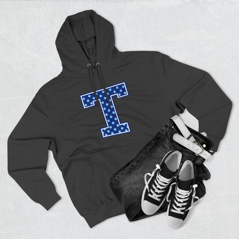 Tuslaw Mustangs — Blue Polka Dot Monogram Hoodie (No Bow)