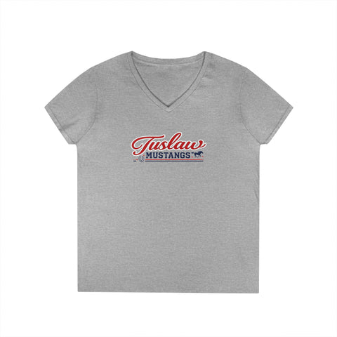 Tuslaw Mustangs Ladies — Cowgirl Script V-Neck T-Shirt