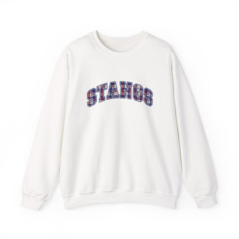 Tuslaw Mustangs STANGS Plaid Arch Crewneck Sweatshirt in White