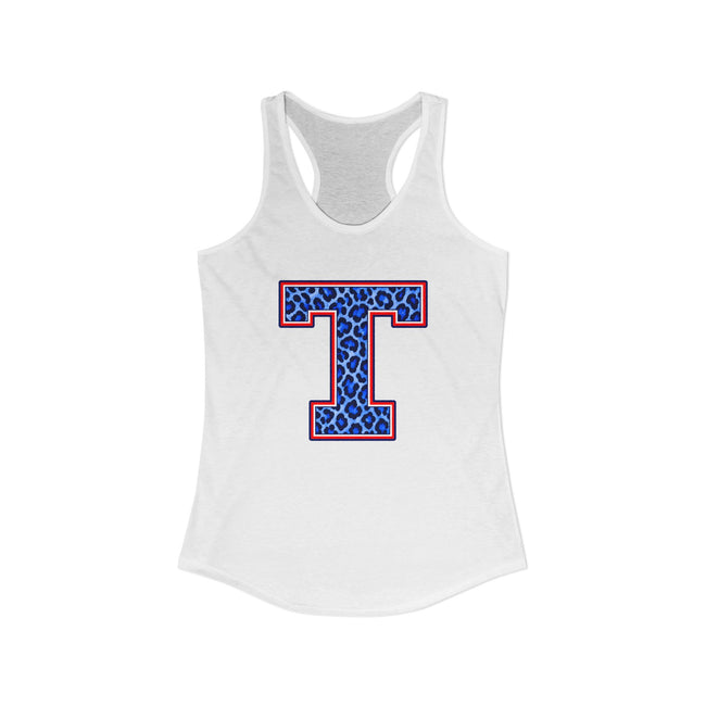 Tuslaw Mustangs Leopard Monogram Racerback Tank