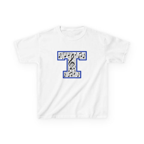 Tuslaw Mustangs Music Monogram Kids T-Shirt in White