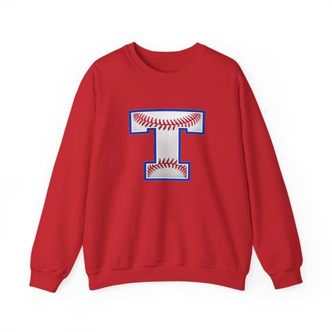 Tuslaw Mustangs Baseball Monogram Crewneck Sweatshirt in Red