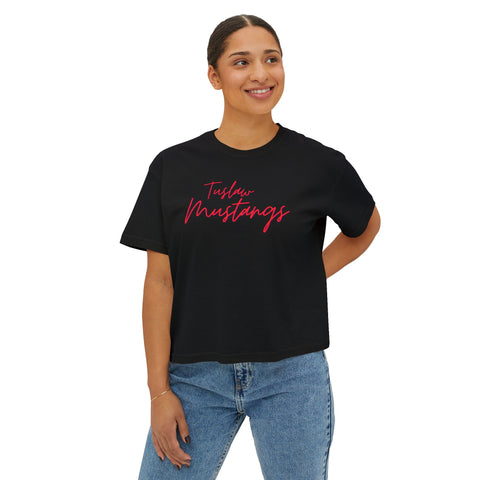 Tuslaw Mustangs Red Script Boxy T-Shirt