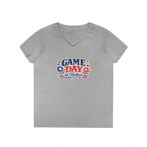 Tuslaw Mustangs Ladies — Game Day at Tuslaw V-Neck T-Shirt