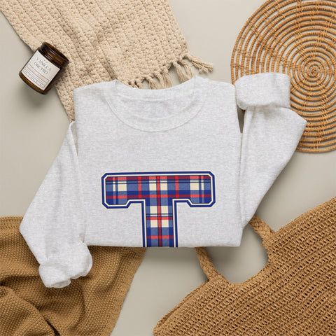Tuslaw Mustangs Plaid Monogram Crewneck Sweatshirt