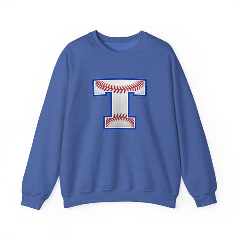 Tuslaw Mustangs Baseball Monogram Crewneck Sweatshirt in Heather Sport Royal