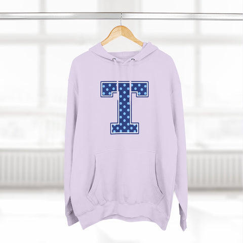 Tuslaw Mustangs — Blue Polka Dot Monogram Hoodie (No Bow)