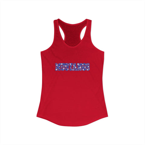 Tuslaw Mustangs Daisy Lettering Racerback Tank in Solid Red