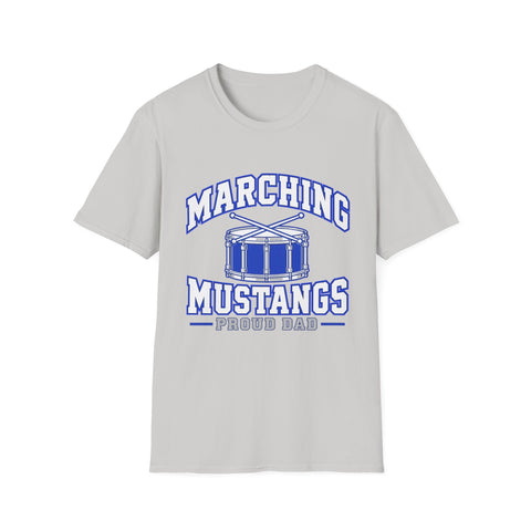 Tuslaw Marching Mustangs Proud Dad T-Shirt in Ice Grey