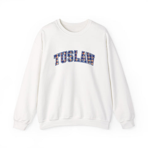 Tuslaw Mustangs TUSLAW Plaid Arch Crewneck Sweatshirt in White