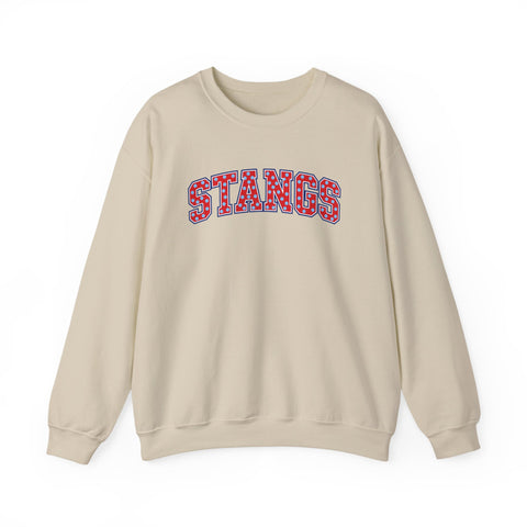 Tuslaw Mustangs — Red Polka Dot STANGS Crewneck in Sand