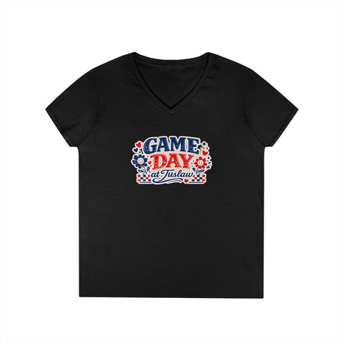 Tuslaw Mustangs Ladies — Game Day at Tuslaw V-Neck T-Shirt