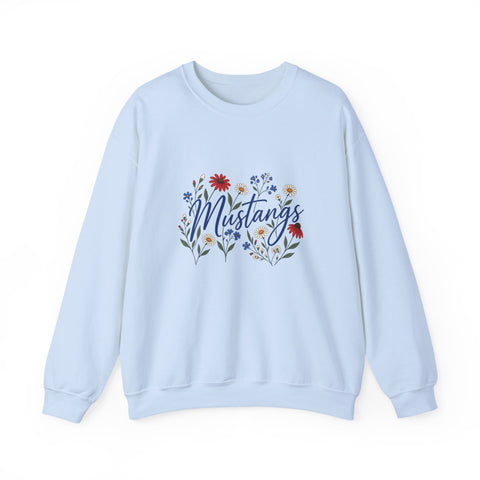 Tuslaw Mustangs Wildflower Garden Crewneck Sweatshirt in Light Blue