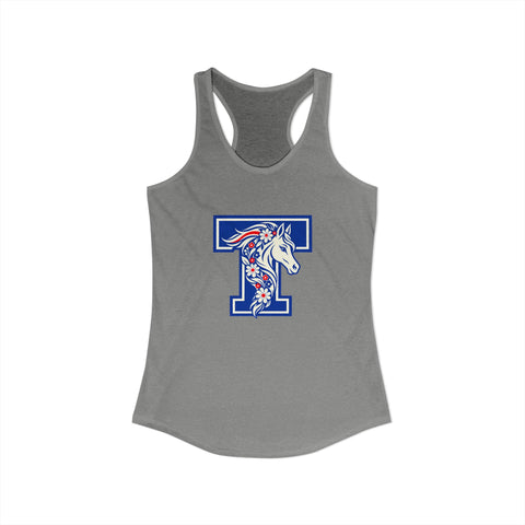 Tuslaw Mustangs Floral Mane Monogram Racerback Tank in Heather Grey