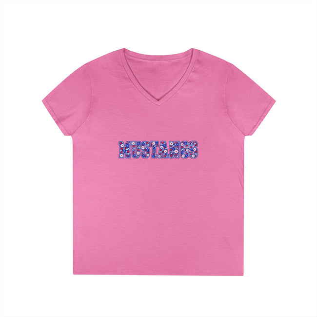 Tuslaw Mustangs Daisy Lettering Women’s V-Neck T-Shirt