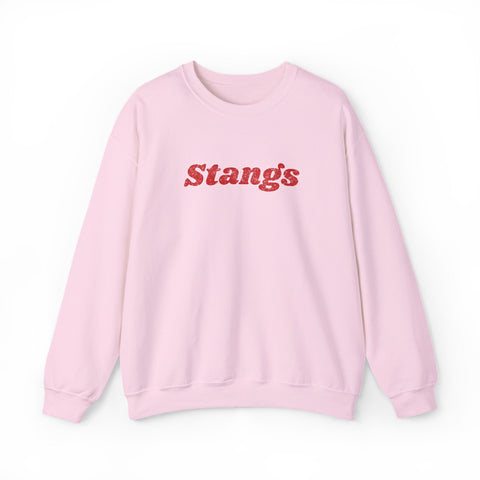 Tuslaw Mustangs — Retro Stangs Glitter Crewneck in Light Pink