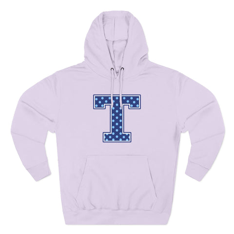 Tuslaw Mustangs — Blue Polka Dot Monogram Hoodie (No Bow) in Lilac