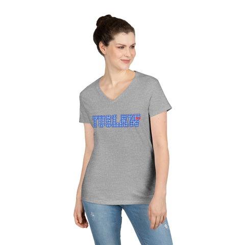 Tuslaw Mustangs Ladies - Bingham Style Tuslaw V-Neck T-Shirt