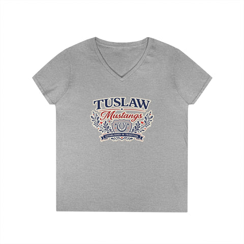 Tuslaw Mustangs Ladies — Established In Tradition V-Neck T-Shirt