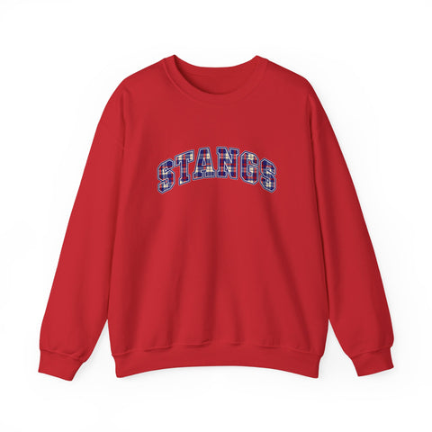 Tuslaw Mustangs STANGS Plaid Arch Crewneck Sweatshirt in Red