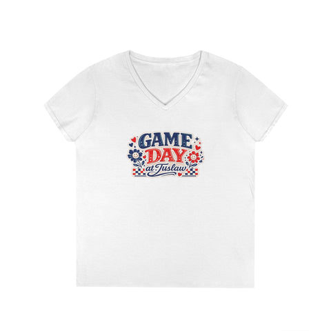 Tuslaw Mustangs Ladies — Game Day at Tuslaw V-Neck T-Shirt