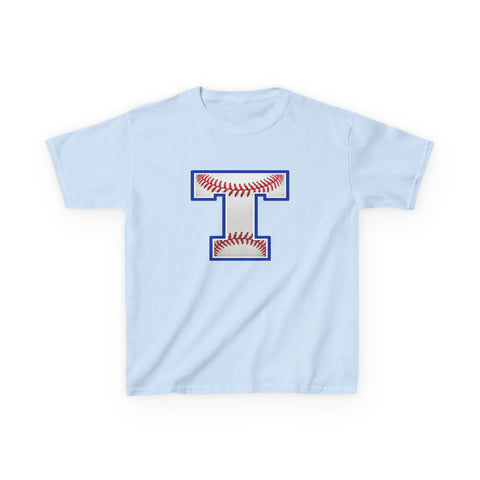 Tuslaw Mustangs Baseball Monogram Kids T-Shirt in Light Blue