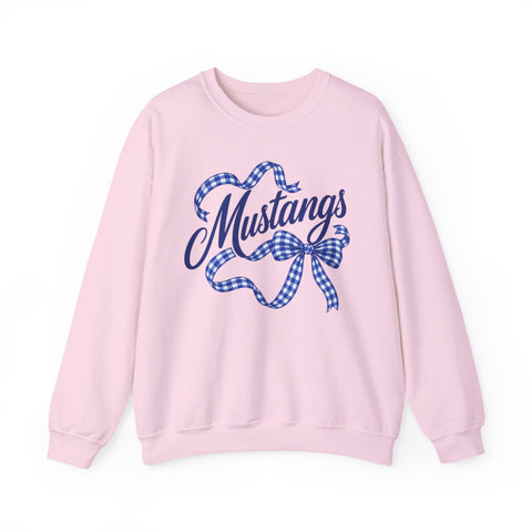 Tuslaw Blue Ribbon Mustangs Crewneck Sweatshirt in Light Pink