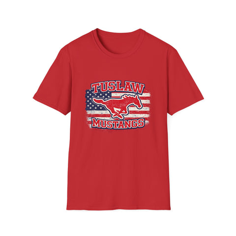 Tuslaw Mustangs — Vintage American Flag T-Shirt