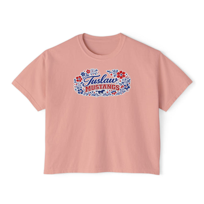 Tuslaw Mustangs Wildflower Script Boxy T-Shirt