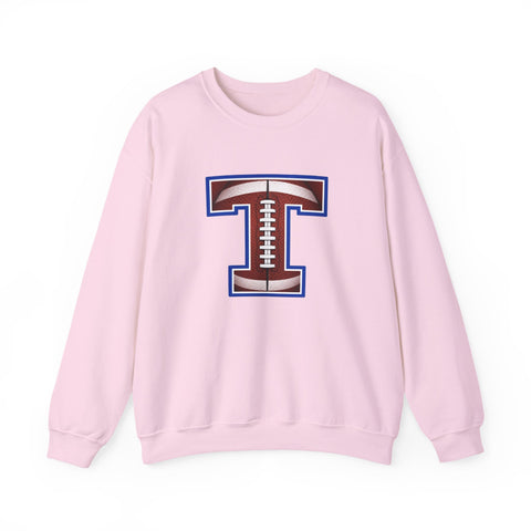 Tuslaw Mustangs Football Monogram Crewneck Sweatshirt in Light Pink